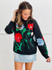 Black Floral Long Sleeve Sweater Top (Reg.)