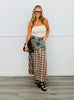 Brown Plaid & Denim Layered Maxi Skirt (Reg & Plus)