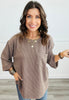 Andree Ribbed 3/4 Sleeve Oversized Top (Reg. & Plus)- 8 Colors