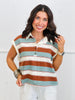 Mocha Sky Striped Cap Sleeve Top (Reg.)
