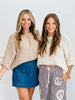 Half Sleeve Knit Boxy Sweater (Reg.)-2 Colors