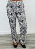 Black Deer Print Straight Leg Pants (Reg.)