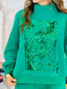 Queen Of Sparkles Green Card Logo Mock Neck Sweatshirt (Reg. and Plus)