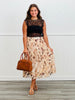 Multi Abstract Print Midi Skirt (Reg & Plus)