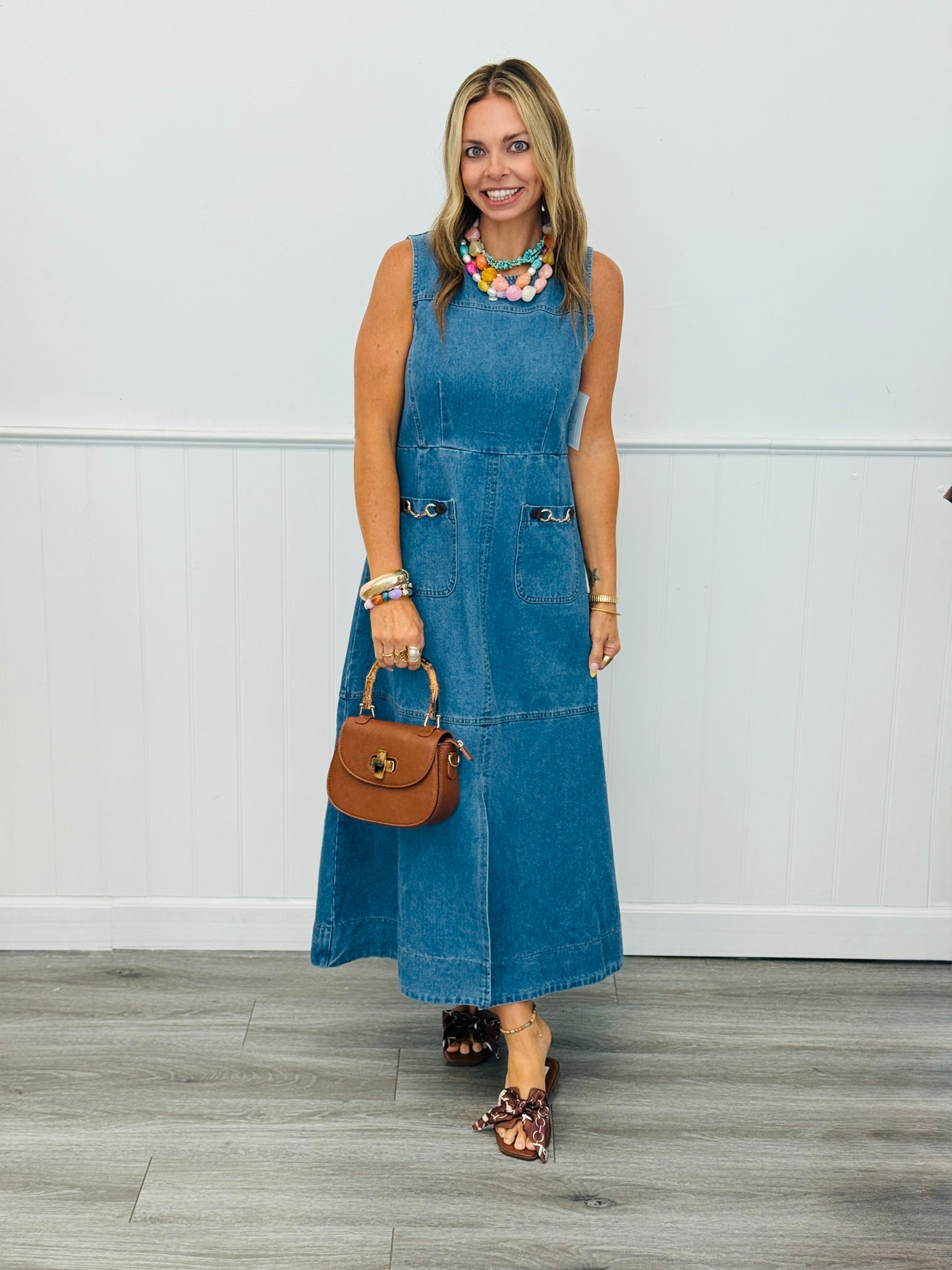 Lt. Blue Horsebit Midi Dress (Reg.)