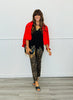 Black Rhinestone V- Neck Double Strap Blouse (Reg.)