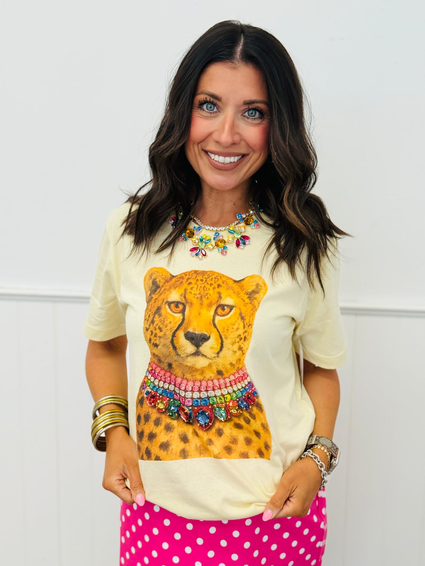 Jeweled Collar Leopard Tee (Reg. and Plus)