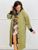 Olive Corduroy Contrast Collar & Cuffs Midi Coat (Reg & Plus)