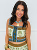 POL Sage Multi Palm & Border Print Crop Top (Reg.)