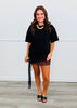 Black Lace Detail Short Sleeve Top (Reg. and Plus)