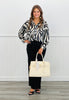 Black Metallic Rhinestone Straight Leg Pants (Reg. and Plus)