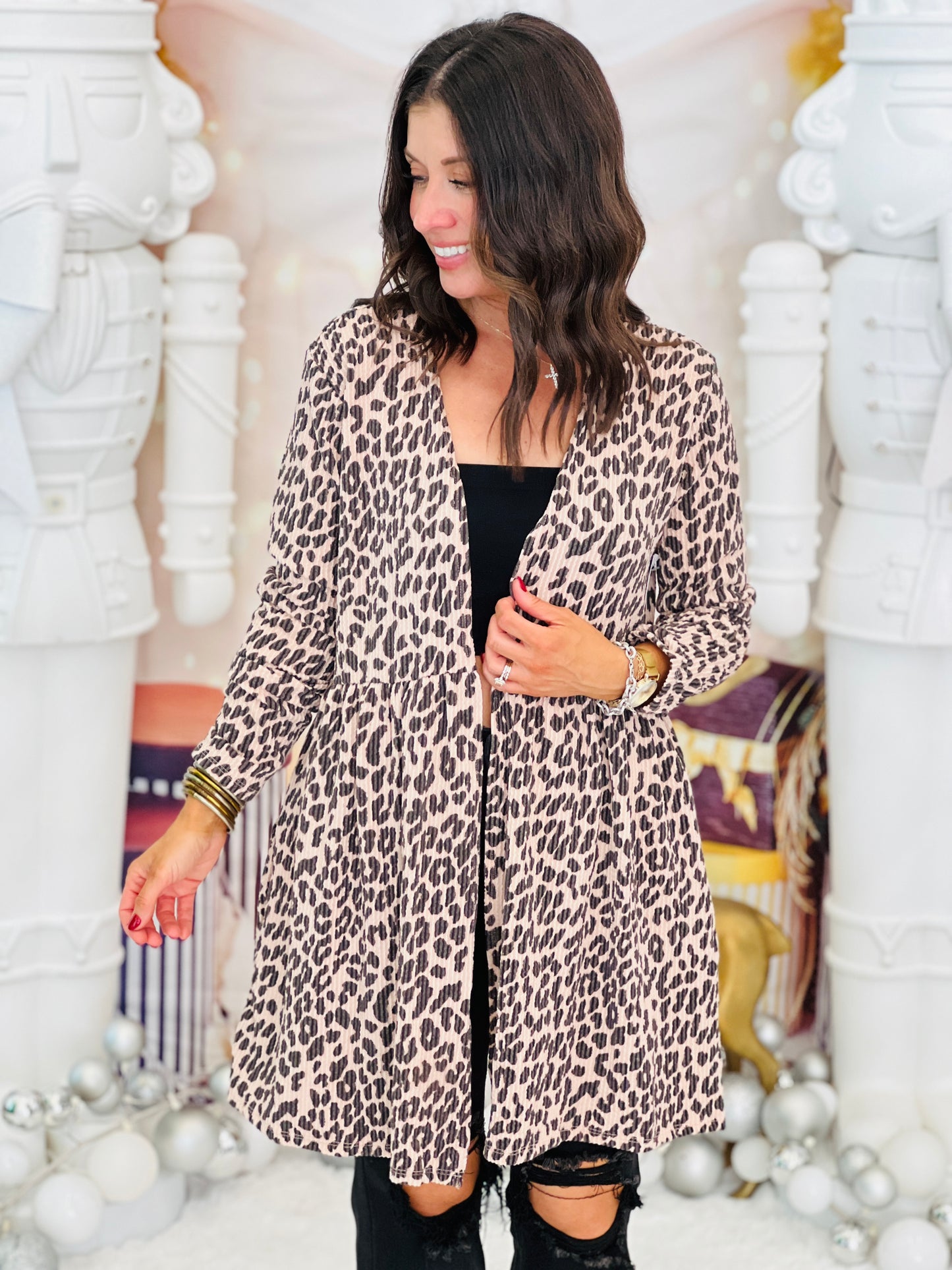 Leopard Print Pocket Flowy Cardigan (Reg. and Plus)