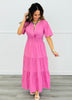 Mauve Pink Tiered Maxi Dress (Reg. and Plus)