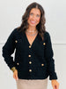 Black Wavy Waffle Sweater Cardigan (Reg)