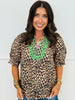 Leopard Print Embroidered Puff Sleeve Top (Reg.)