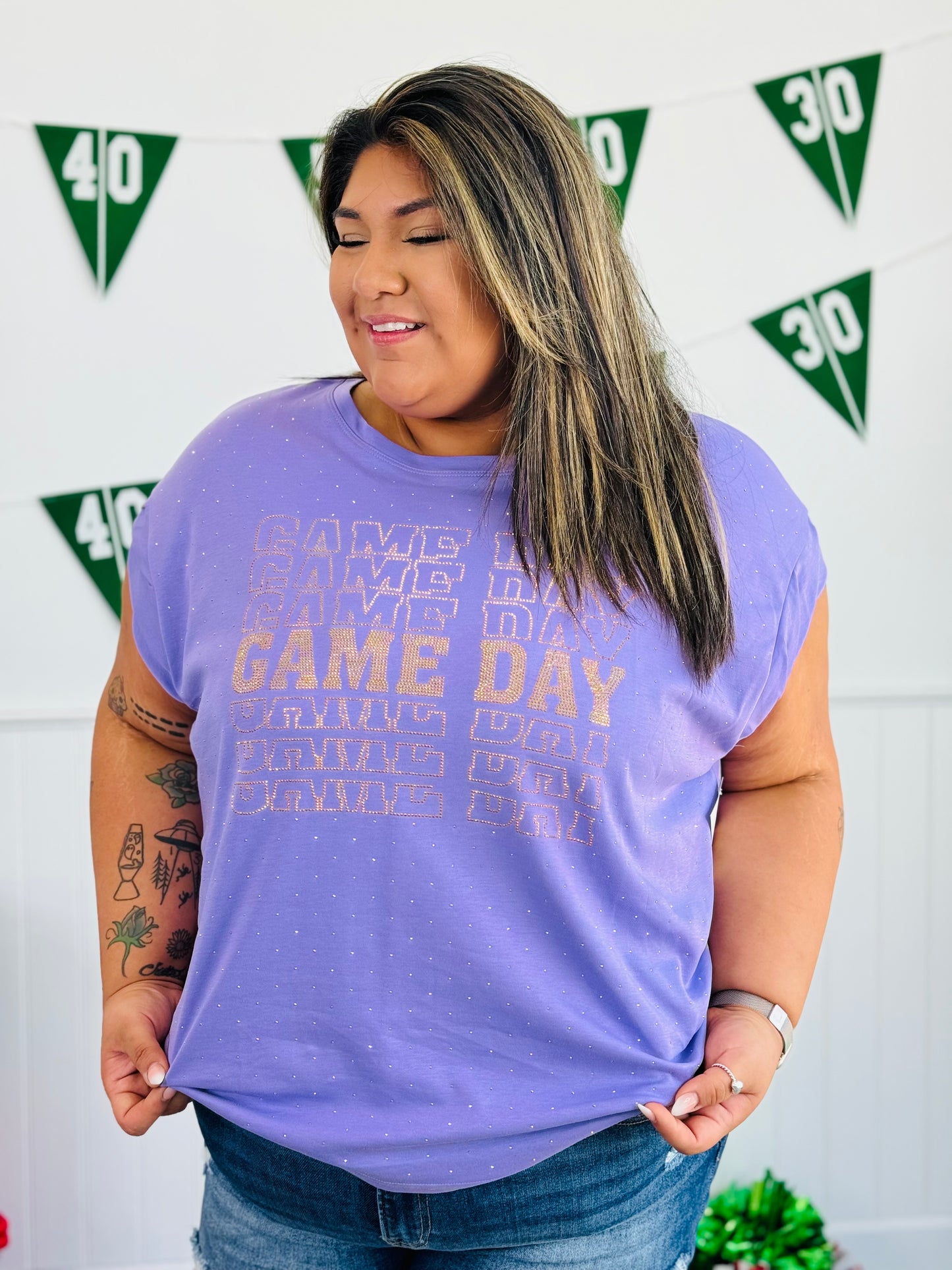 Game Day Rhinestone Top (Reg. and Plus) - 5 Colors