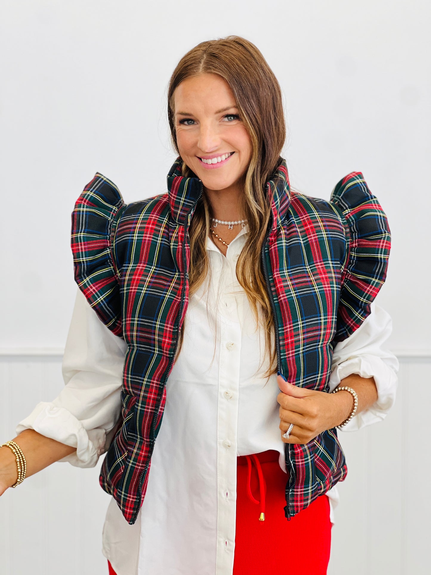Christmas Plaid Puffy Vest (Reg.)-2 Colors