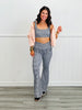 Black Gingham Print Crossover Waist Leggings (Reg.)