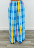Blue Multi Plaid Palazzo Pants (One Size)
