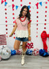 Red Striped Knit Contrast Peplum Top (Reg.)