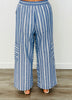 Blue Multi Pinstripe Wide Leg Crop Pants (Reg & Plus)