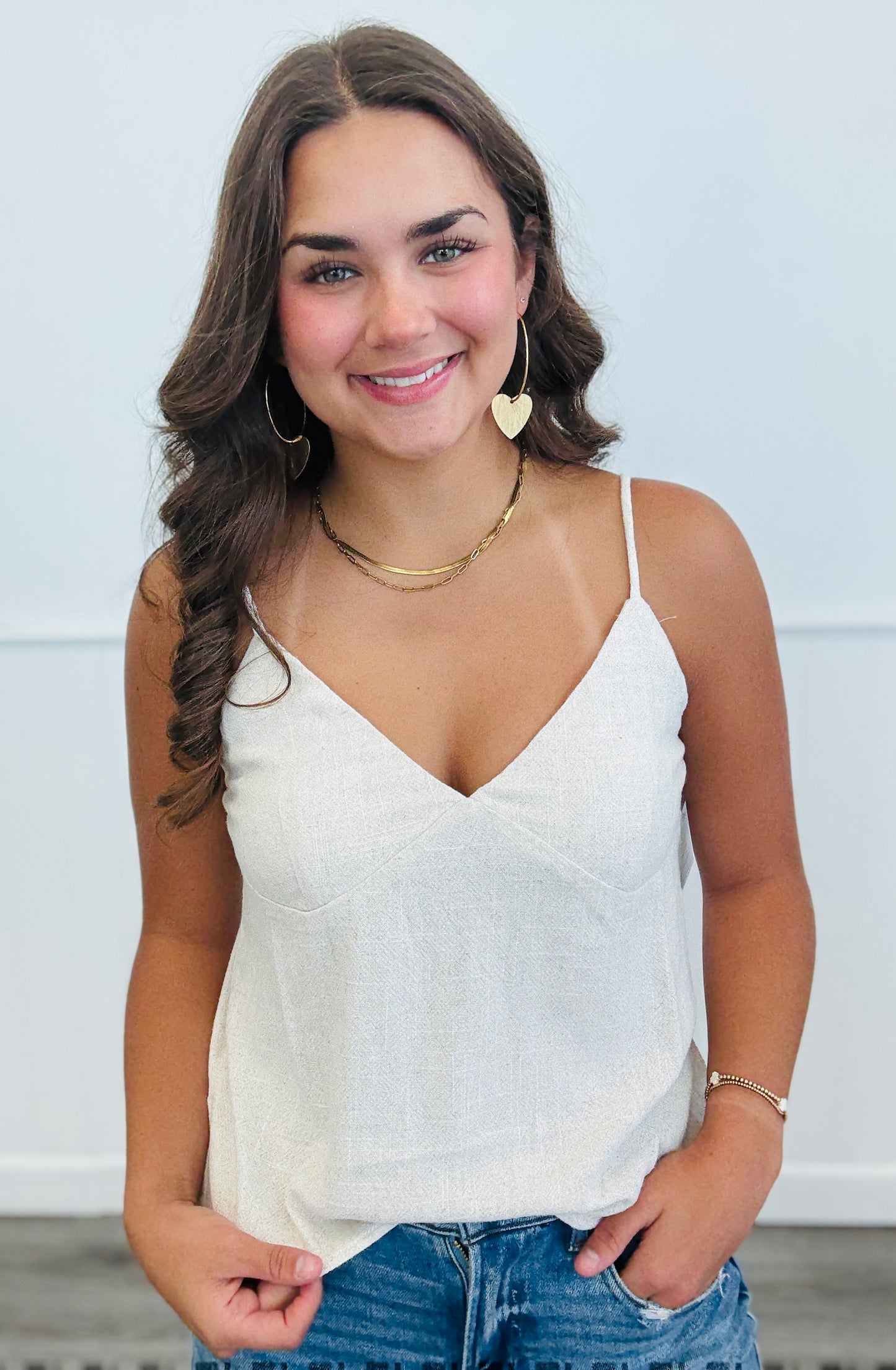 Natural Linen Blend Cami Top (Reg & Plus)