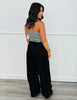 Black Striped Tube Barrel Leg Jumpsuit (Reg.)