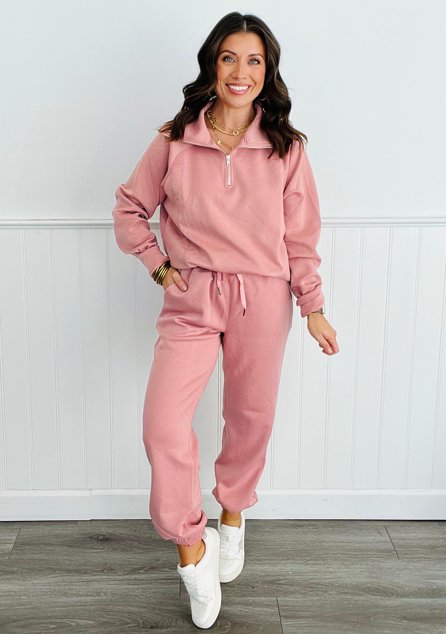 Dear Scarlett Get Comfy Quarter Zip Top & Jogger Set (Reg. and Plus) - 7 Colors