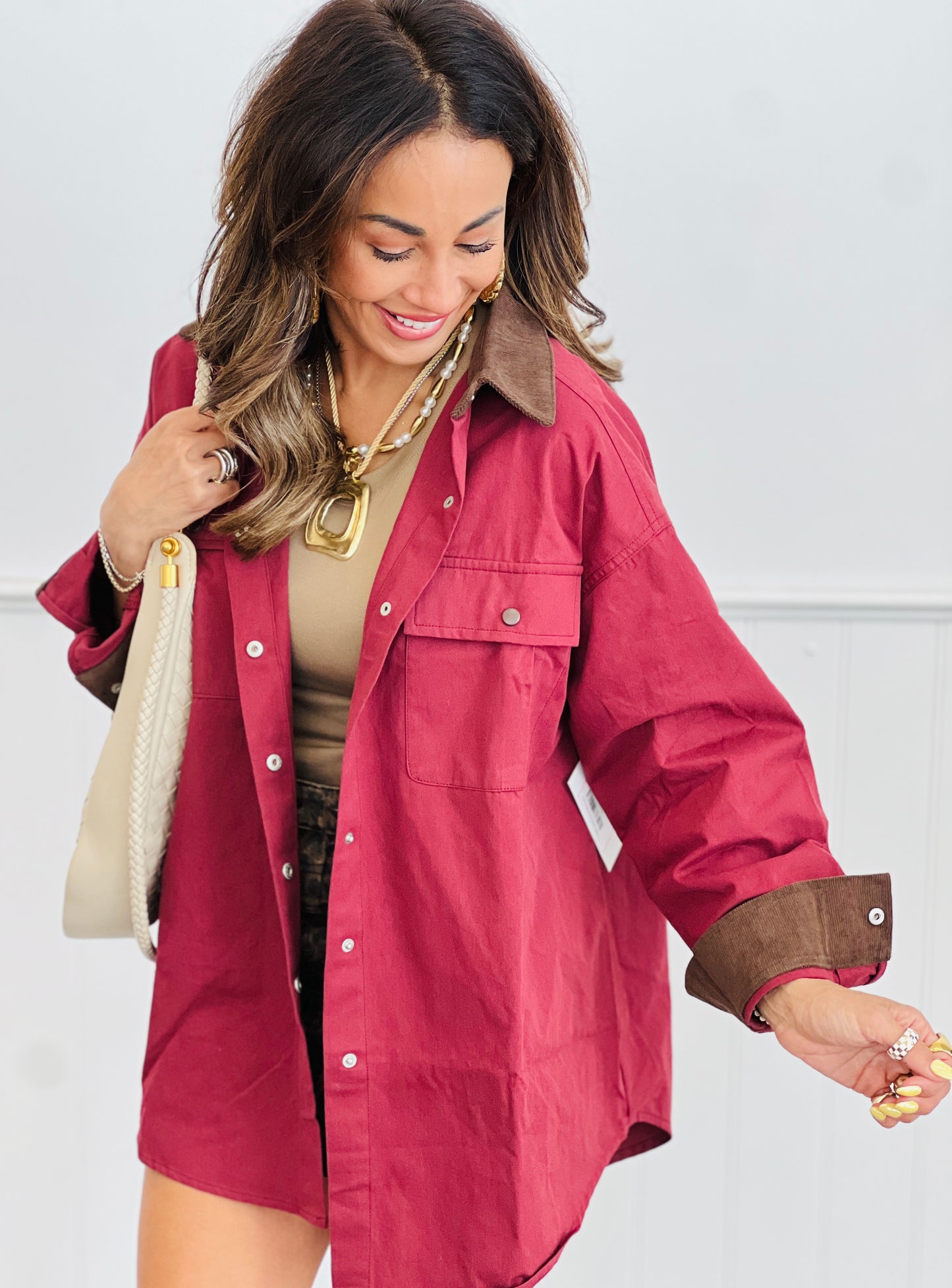 Contrast Button Down Shacket (Reg.) - 4 Colors