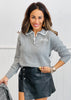 Polo Collar Stitch Detail Sweater Knit Top (Reg.) - 2 Colors