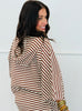 Mocha Striped Hoodie Top & Shorts Set (Reg.)