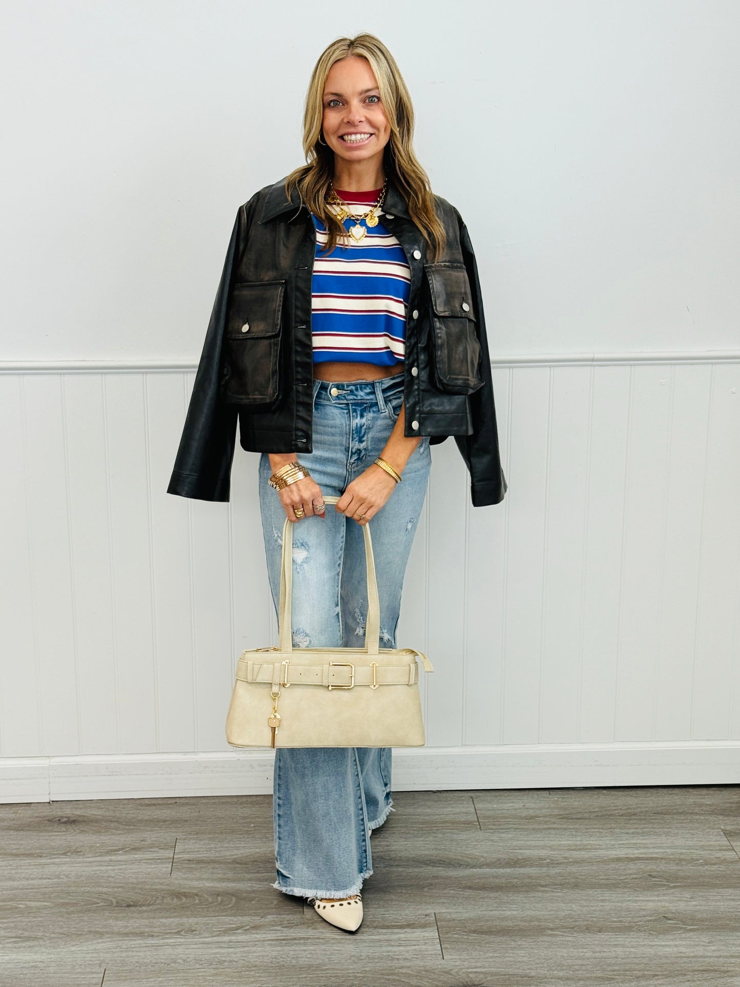 Washed Black Faux Leather Jacket (Reg & Plus)