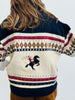 Cream Multi Roping Horse Sweater Cardigan Top (Reg.)