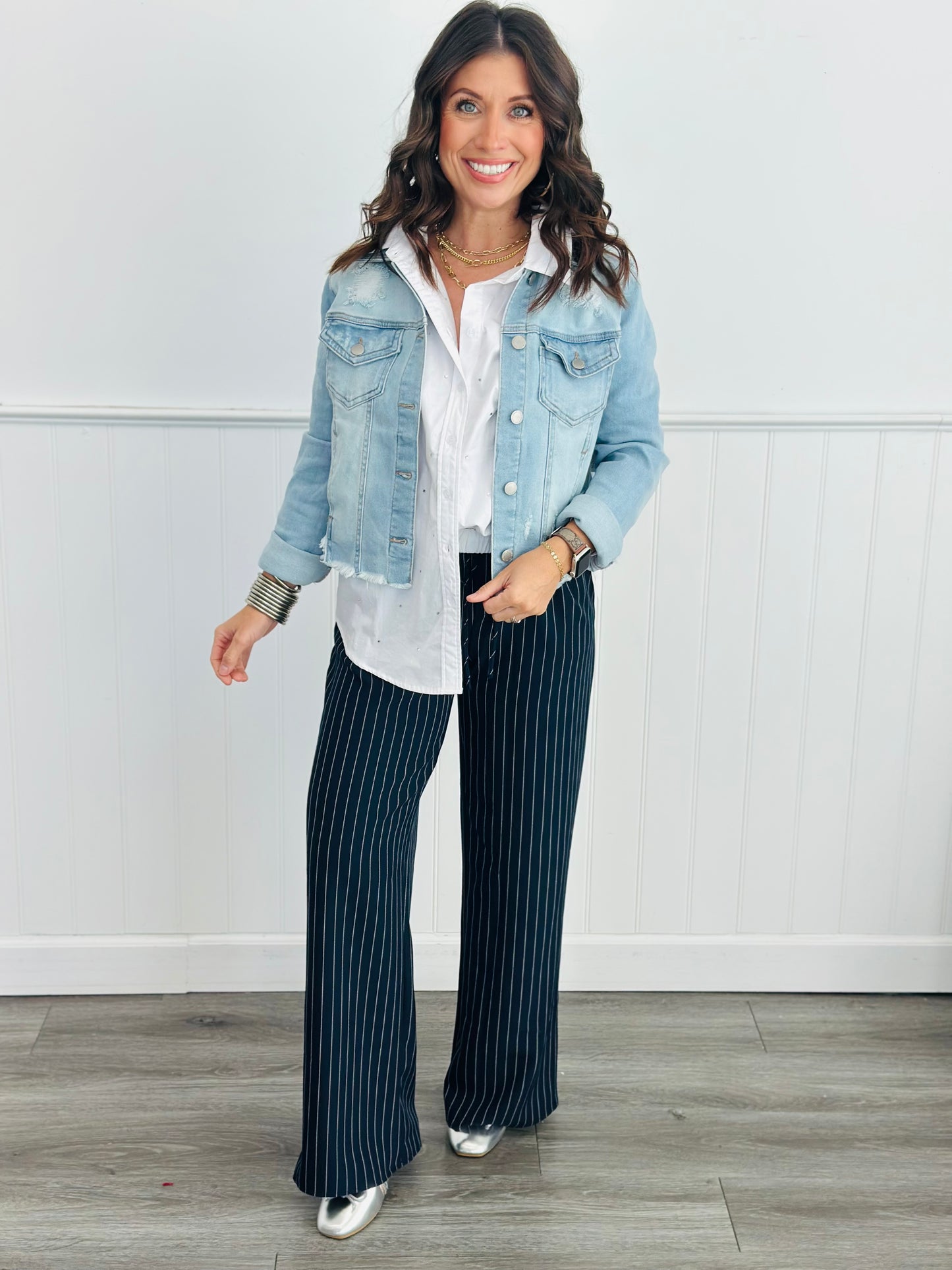 Pinstripe Solid Pants (Reg & Plus)-2 Colors