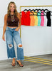 Flower Cut Out Crop Tank Top (Reg.) - 8 Colors