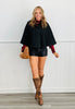 Black Short Cape Coat (Reg & Plus)