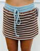 Mocha Striped Contrast Waistband Mini Skort (Reg.)