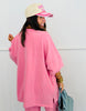 Pink Striped Oversized Fleece Top (Reg.)