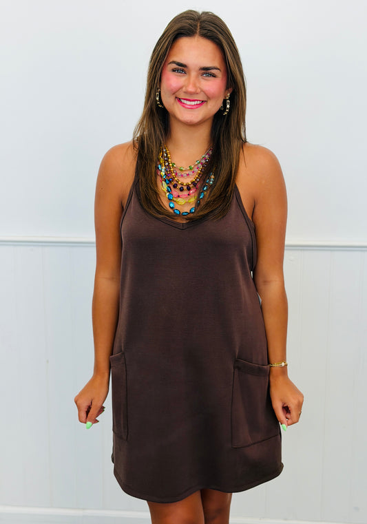 Chocolate THE RAY Techno Cupro Strappy Mini Skort Dress (Reg.)
