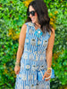 Royal Blue Printed Sleeveless Midi Dress (Reg. & Plus)