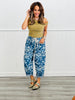 Blue Denim Floral Cropped Barrel Pants (Reg.)