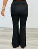 Black Suede Eyelet Lace Up Flare Pants (Reg.)