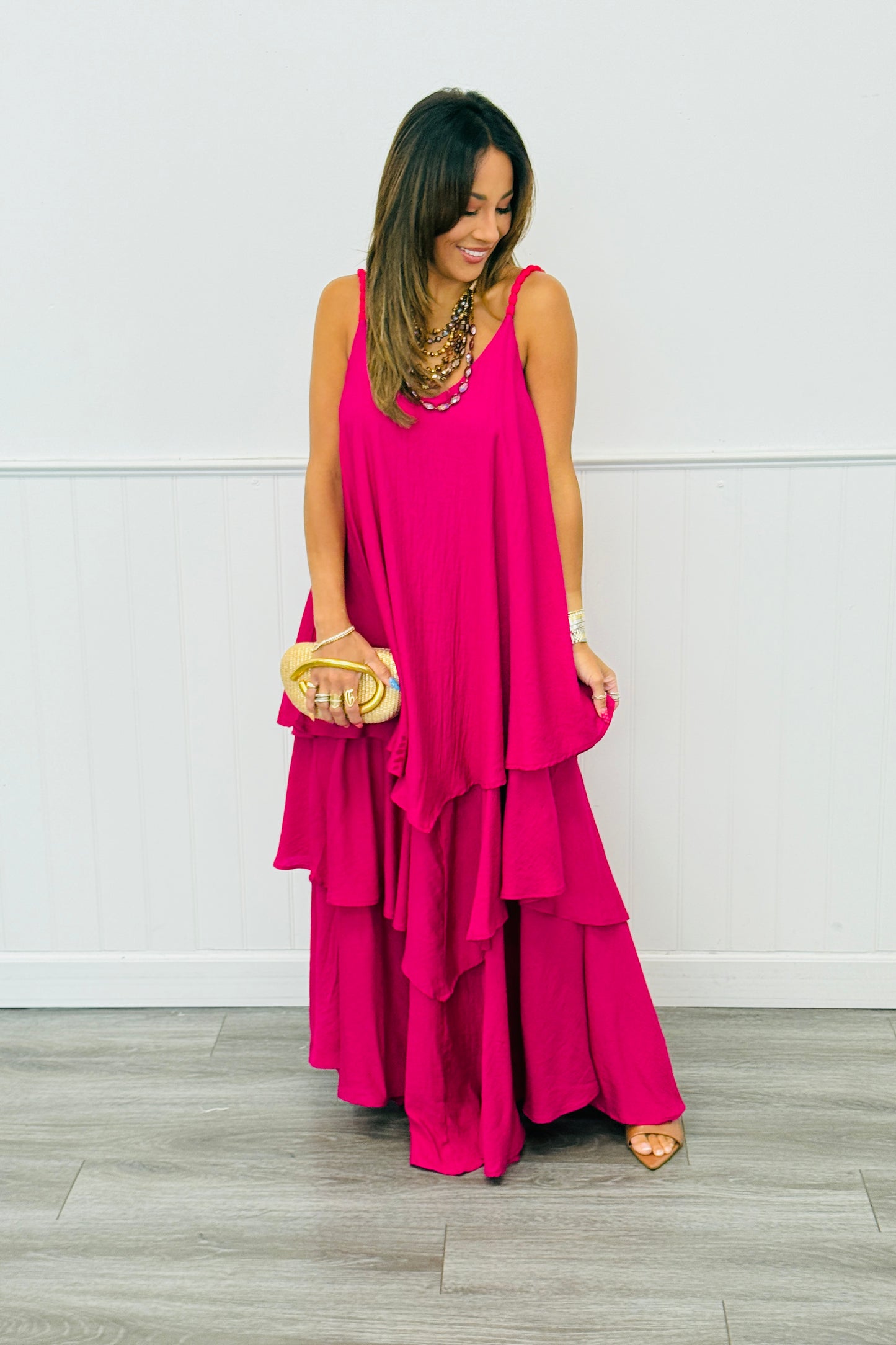 V-Neck Sleeveless Tiered Maxi Dress (Reg. and Plus) - 6 Colors