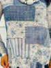 Denim Patch Rhinestone Mesh LS Top (Reg. and Plus)
