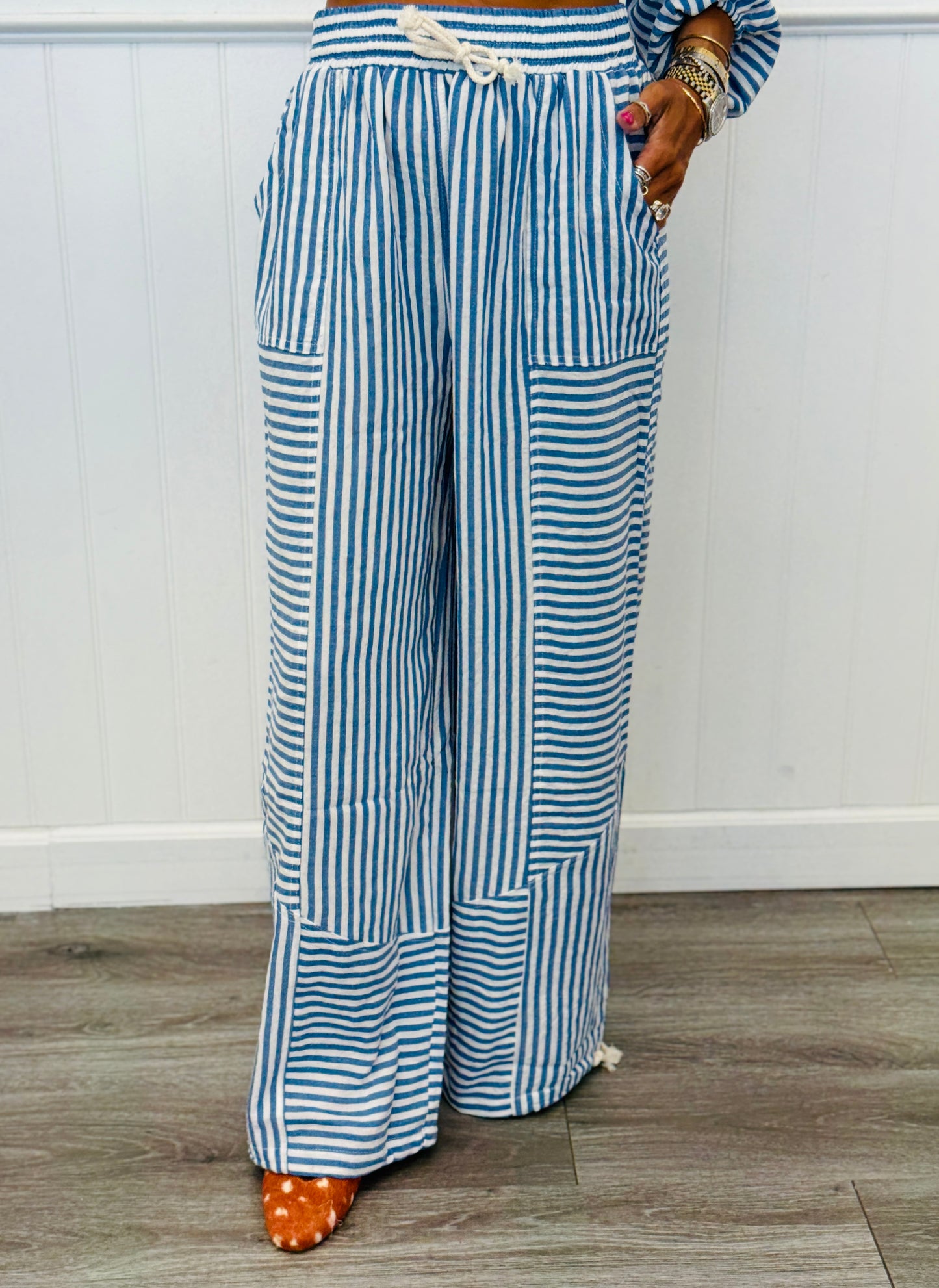 Blue Striped Pocket Pants (Reg. and Plus)