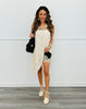 Beige Floral Lace Asymmetrical Blouse (Reg.)