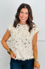 Shaggy Textured Sequined Blouse (Reg. & Plus)-2 Colros