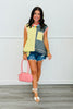 Lemon Grey Ink Striped Color Block Sleeveless Top (Reg & Plus)