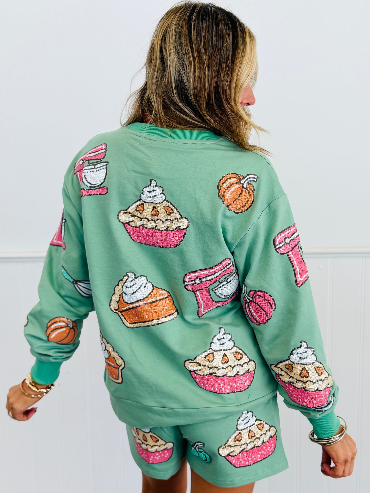 Piece Of Pie Sequin Sweatshirt (Reg. and Plus)