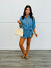 Denim Button Down Wrap Around Shirt (Reg.)